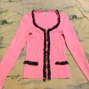 👚 Y2K CACHE RIBBED FUR PINK AND BLACK ZIP UP